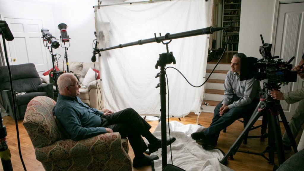 Director Chris Valentino interviews subject for JnJ project